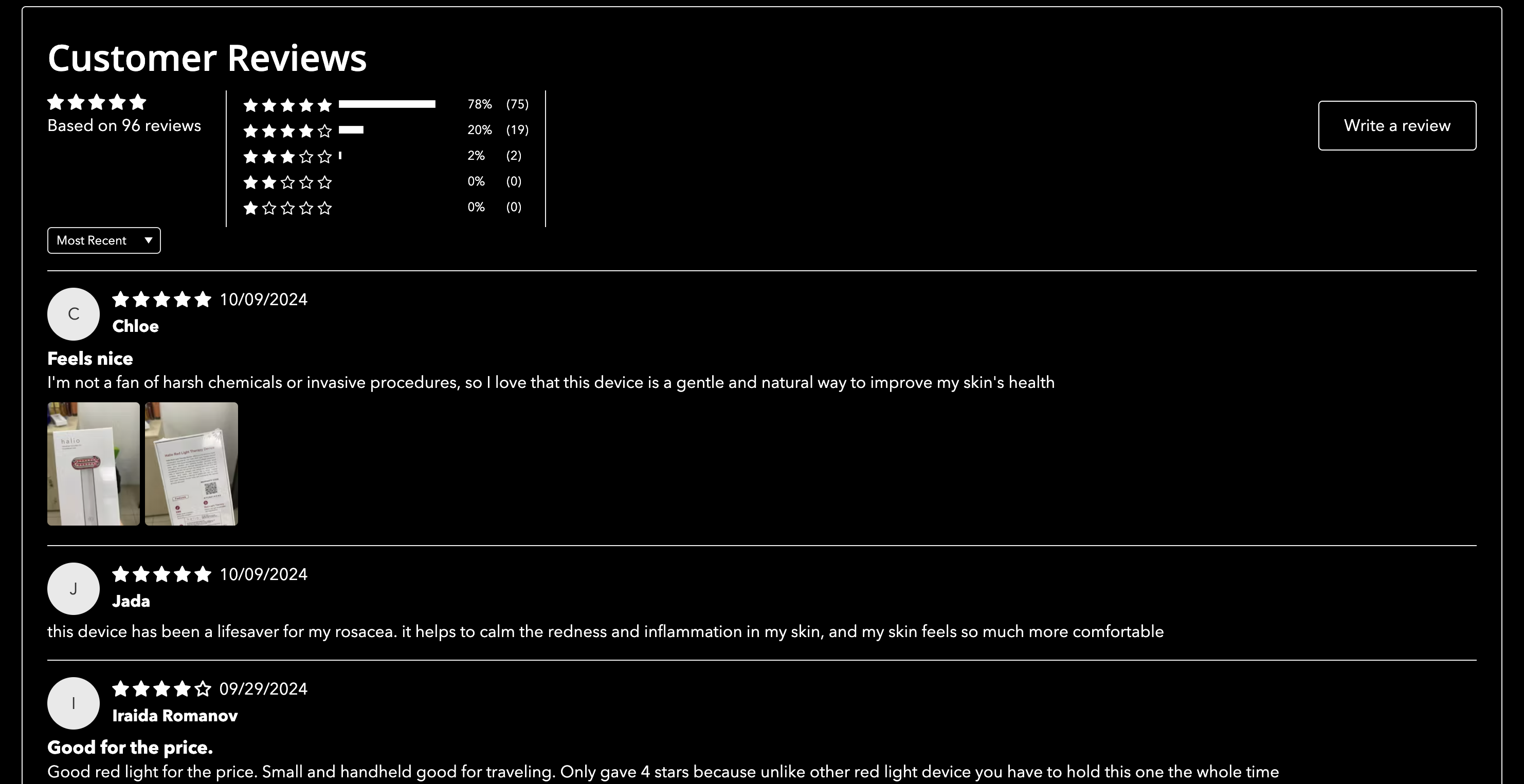Product reviews