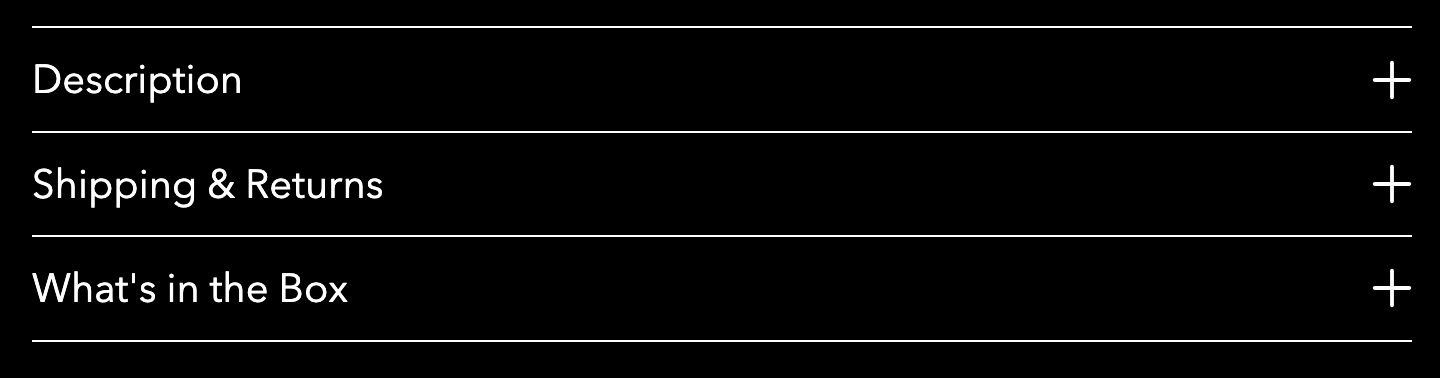 Expandable product info tabs
