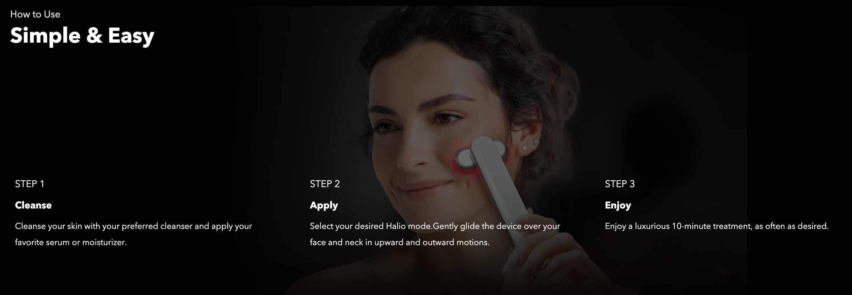 "How to use" steps with background image
